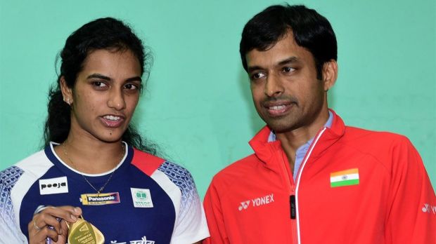 Pullela Gopichand, celebrating his pupil PV Sindhu's success as India's coach. Photo: X
