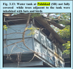 Screengrab from the CAG report, showing the condition of the water tank at Palakkad Station. Photo: CAG