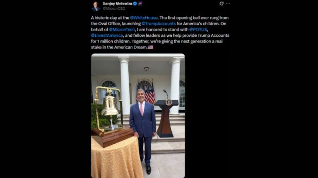 Sanjay Mehrotra at the White House in July.