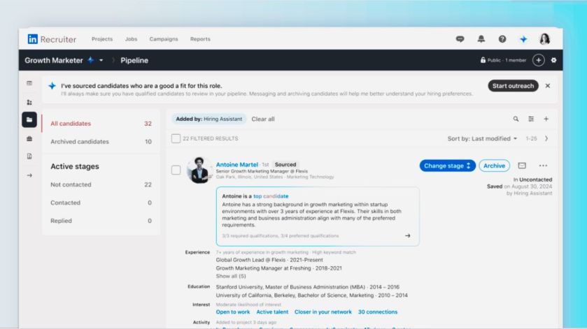LinkedIn is using agentic AI to streamline recruitment, from finding candidates to initial screening. (Image: LinkedIn)