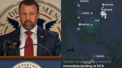 ‘Lost our right engine’: Moment pilots declare mid-air emergency on DHS Secretary’s jet