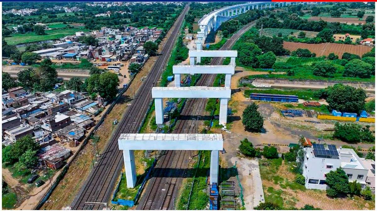 Mumbai-Ahmedabad Bullet Train Project Completes Portal Beams Over Vadodara Railway Line