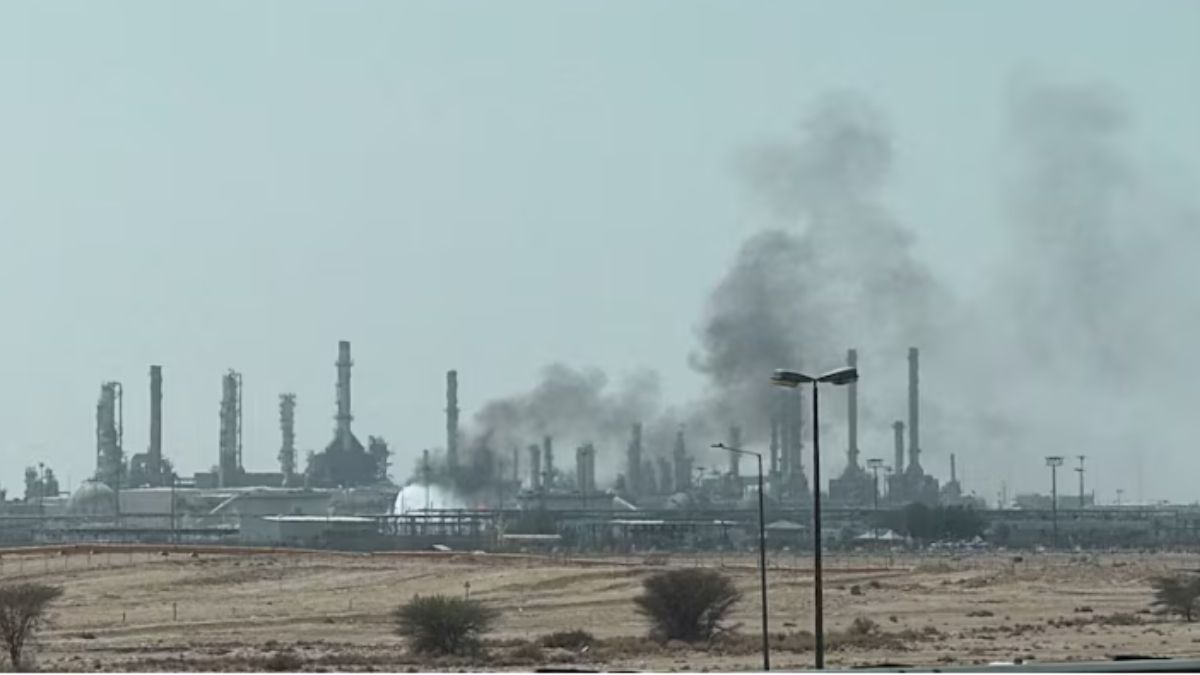 Photograph accompanying Aramco says output is unaffected after reported Houthi strike on its Dhahran headquarters