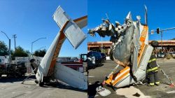 US plane nosedives on California expressway; passengers survive crash