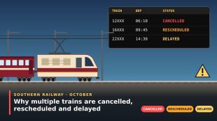 Southern Railway announces train cancellations and delays in October