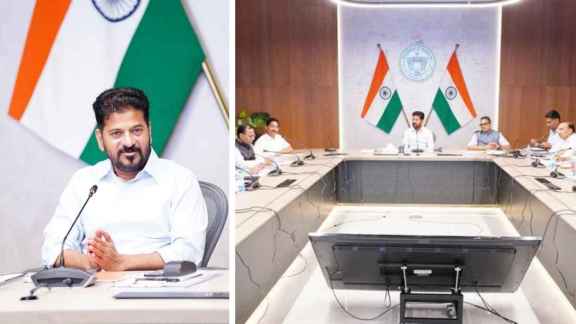 Telangana Chief Minister Revanth Reddy conducting a review meeting with senior officials (Image Source: x/@revanth_anumula)